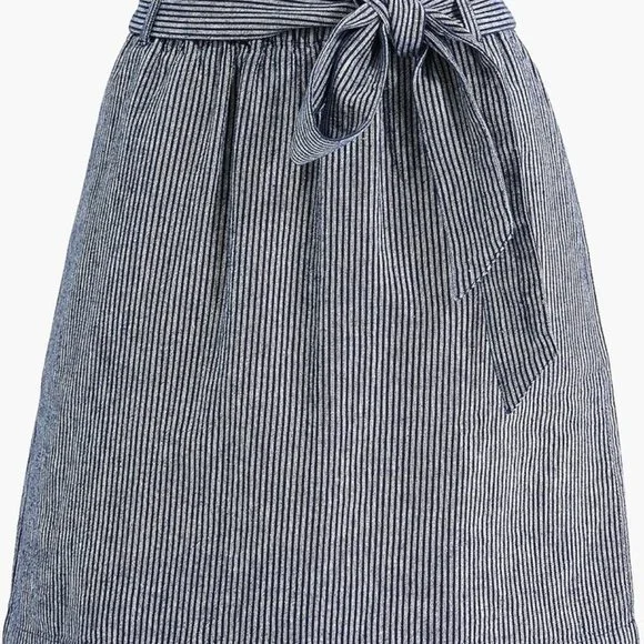 J Crew Linen-cotton paper-bag mini skirt Navy/White Striped Size Medium - Picture 7 of 11